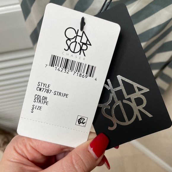 Chaser Striped Open Back Midi Slip Dress NWT - Picture 6 of 6